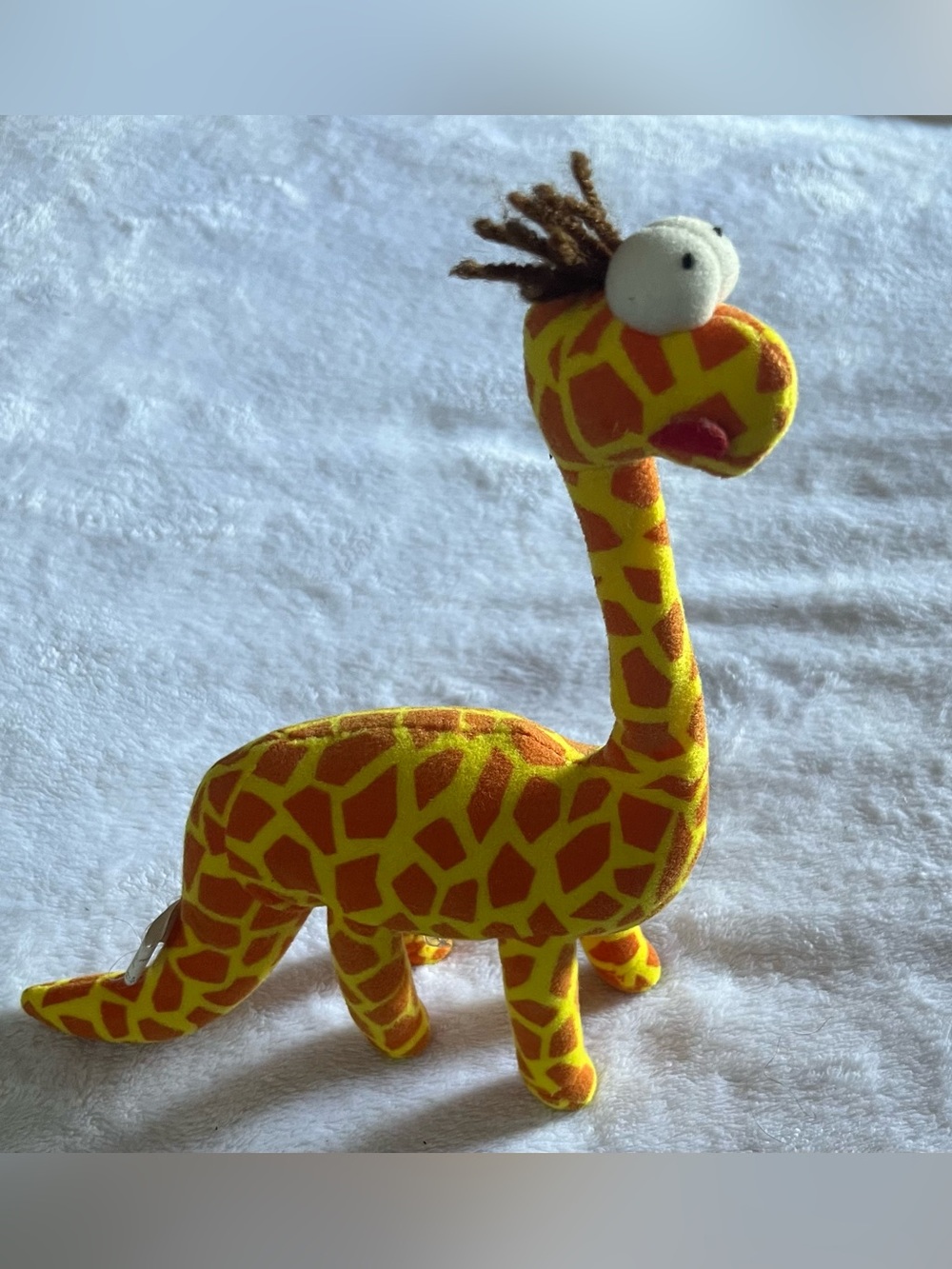Vintage 1996 Toy Concepts Bend & Pose Dinosaur Plush Yellow Giraffe Print 90s